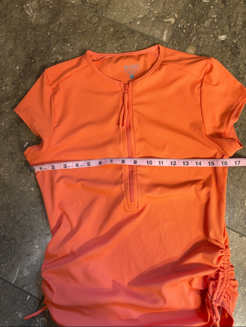 Carve Designs Orange Zip-Front Swim top, M - Picture 2 of 8
